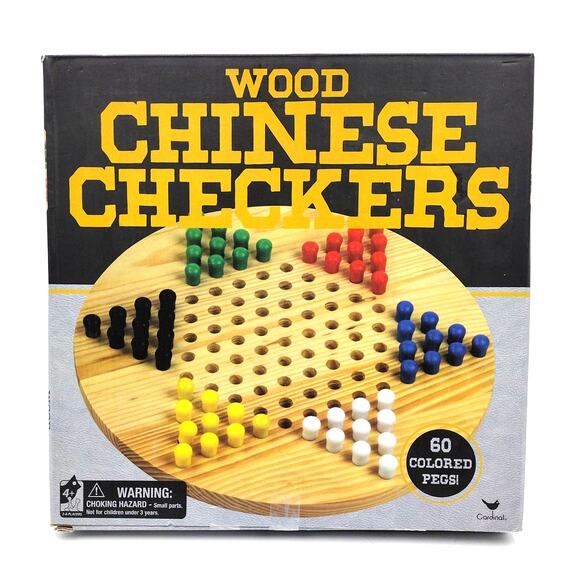 Cardinal Wood Chinese Checkers Game Complete 60 Colored Pegs 2-6 Players Ages 4+ - Picture 1 of 4
